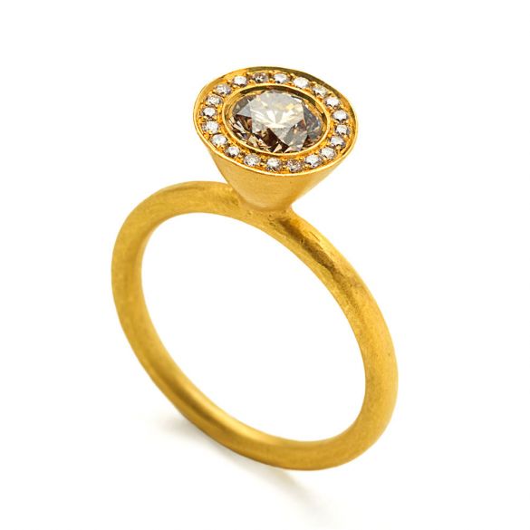 Pave Brilliant Solitaire Ring 