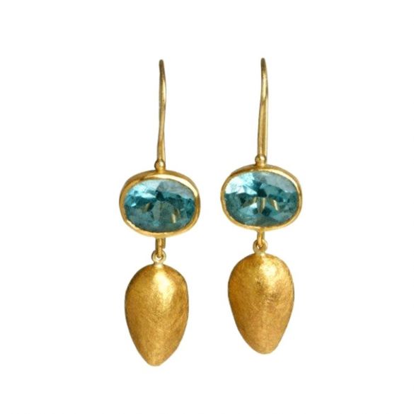 Aquamarine & Leaf Earrings